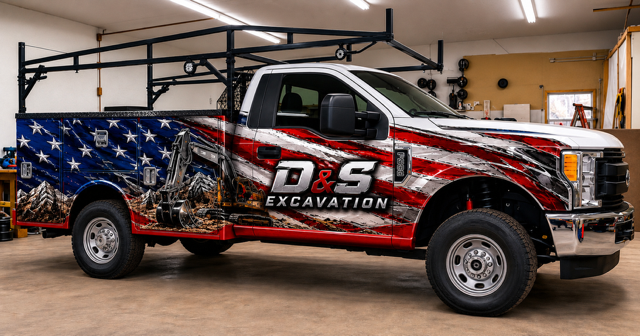 D&S Excavation Inc wrapped work truck